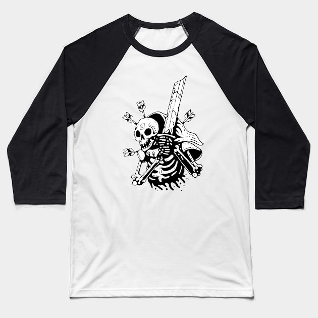 WARRIOR SKELLY Baseball T-Shirt by DOODLESKELLY
